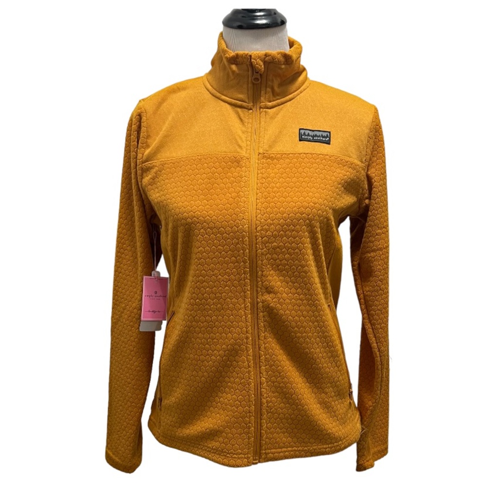Simply Southern Recycled Zip Up Fleece in Golden Size Medium NWT